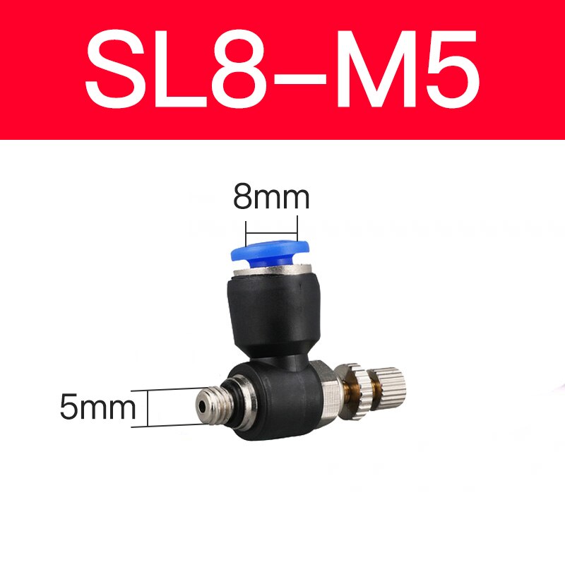 Blue pneumatic connector SL 4/6/8/10 / 12mm series pneumatic throttle speed control valve external thread cylinder throttle: SL 8-M5