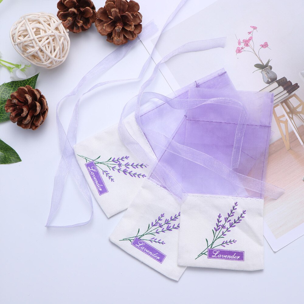 10pcs Floral Printing Lavender Bags Empty Fragrance Pouch Sachets Bag for Relaxing Sleeping Light Purple