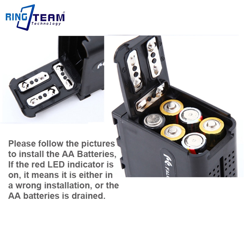 Dummy tomt batteri np -f970 npf 970 adapterboks etui til 6 stk aa passer til led videolampe lyspaneler eller skærm  yn300 iii dv -160v...