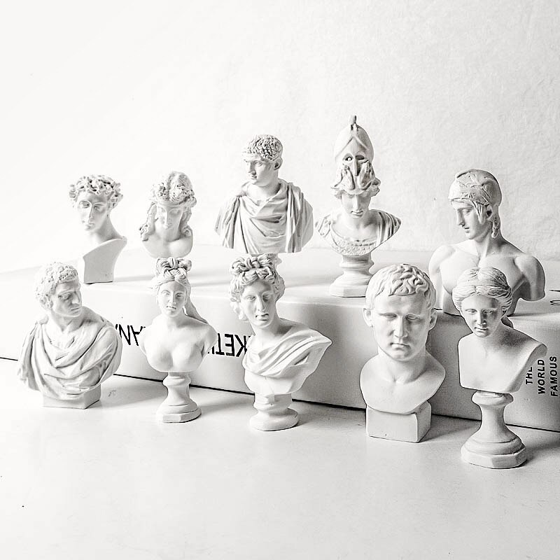 Greske helter hvit skulptur statuer imitasjon gips harpiks skrivebordspynt modell håndverk hjemmedekorasjon samleobjekter
