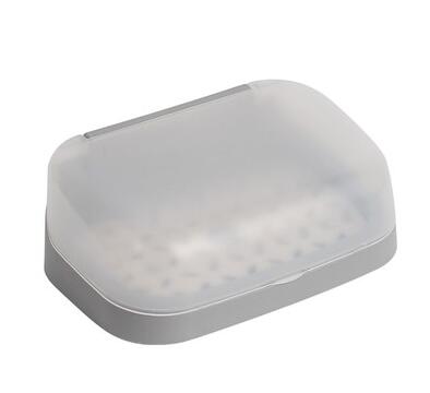 Waterdichte Wand Zeepbakje Met Deksel Thuis Douche Zeep Houder Afdruiprek Opbergvak Container Badkamer Accessoires: gray