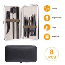 8 in 1 man Eyebrow Trimming Kit with Case Portable Tweezer and Scissor Set for Eyebrow Grooming Eyebrow Care Kit for Men Women
