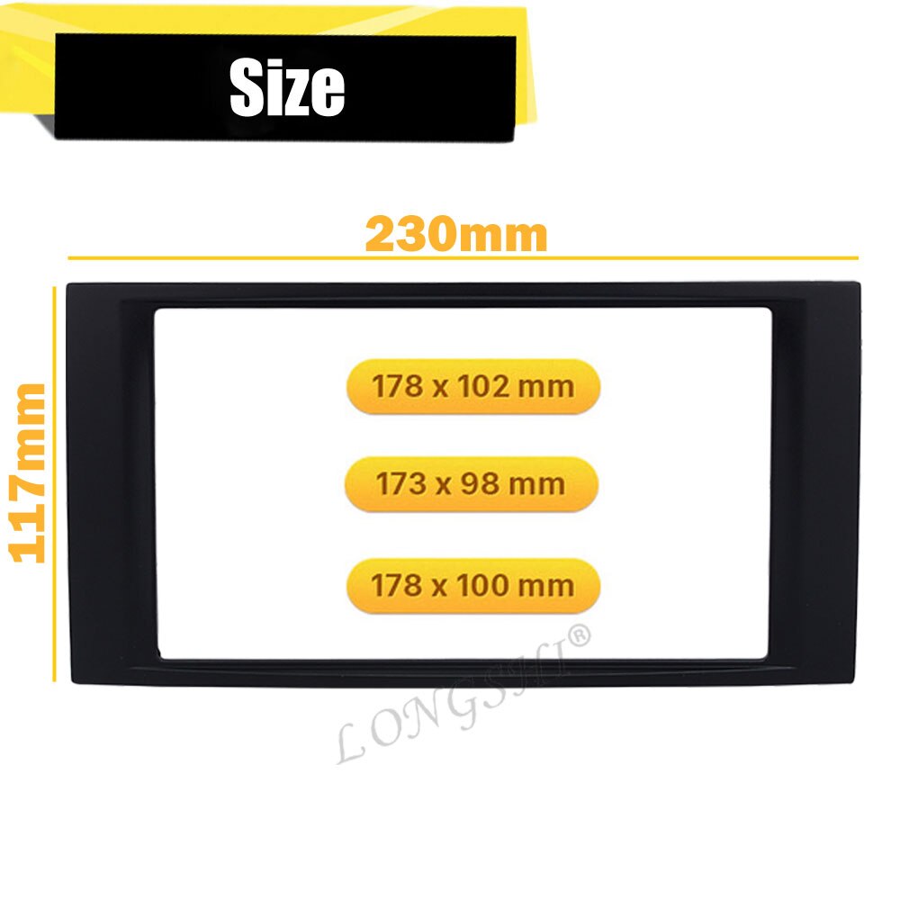 Dubbel din fascia för volkswagen vw touareg multivan transporter radio dvd stereo panel instrumentbräda montering montera trim kit montera ram: 178 x 102mm