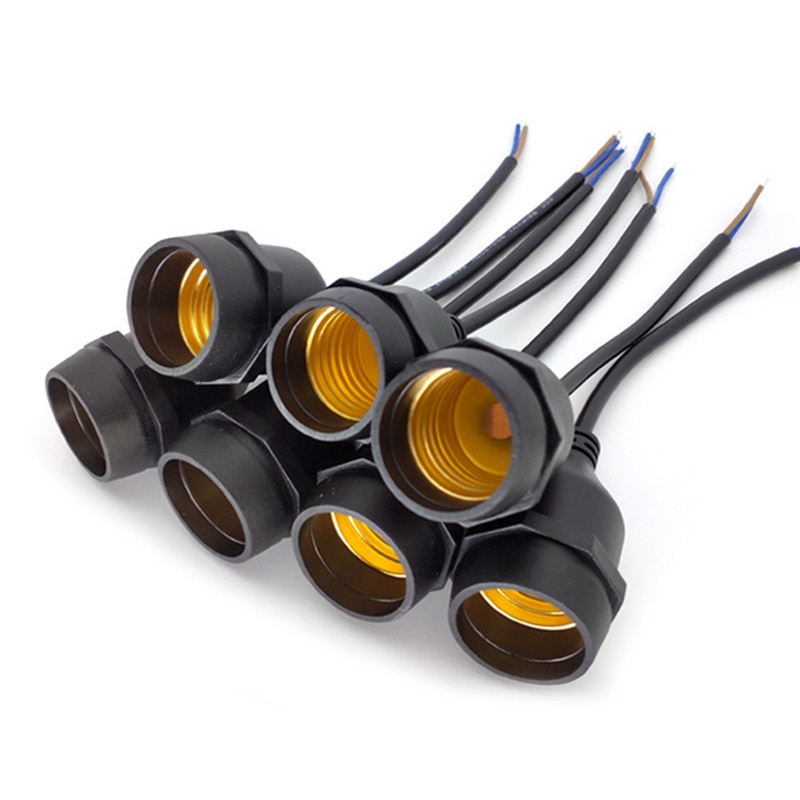 IP67 extérieur E27 support de lampe noir vis intégré ignifuge résistant aux hautes températures étanche support de lampe