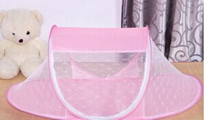 110*62*55cm sommar spjälsäng baby resesäng spjälsäng med myggnät söt prick bärbar spjälsäng barn sängkläder vikning: Rosa