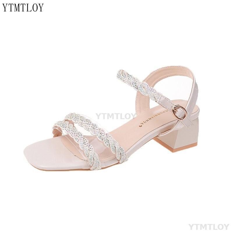 Sandálias de salto alto feminino cristal banda vestido de festa de verão dedo do pé aberto dourado zapatos de mujer plataforma sadalias femininas