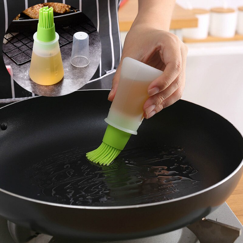 1pc silikone olie børste køkken bbq pincel oleoo grill olie flaske børste bærbare olie børster med flaske køkken tilbehør