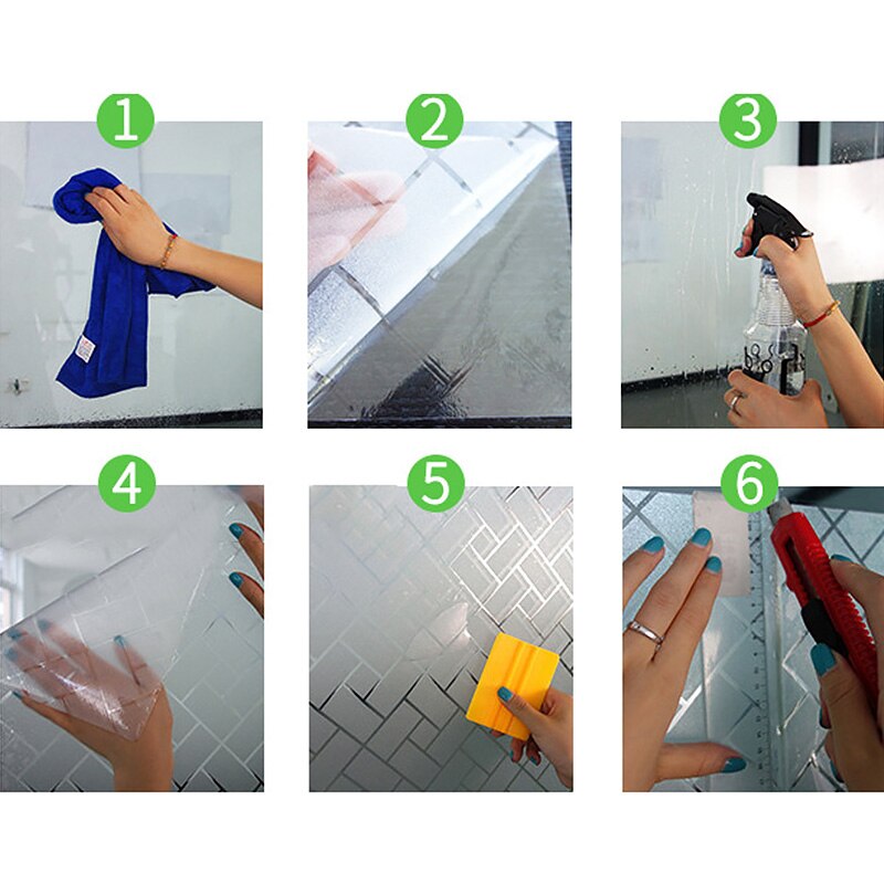 Película de Ventana de vidrio opaco esmerilada con flores de 45cm * largo y 100cm para privacidad de ventanas pegatinas de vidrio adhesivo decorativo para el hogar