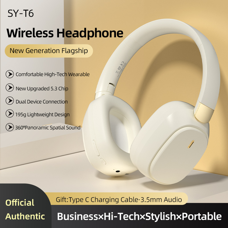 Upgrade V5.3 Chip Wireless On-Ear Headphones, with Mic, 300mAh Long Battery Life, Foldable & Portable, for Gaming, Music,: WHITE