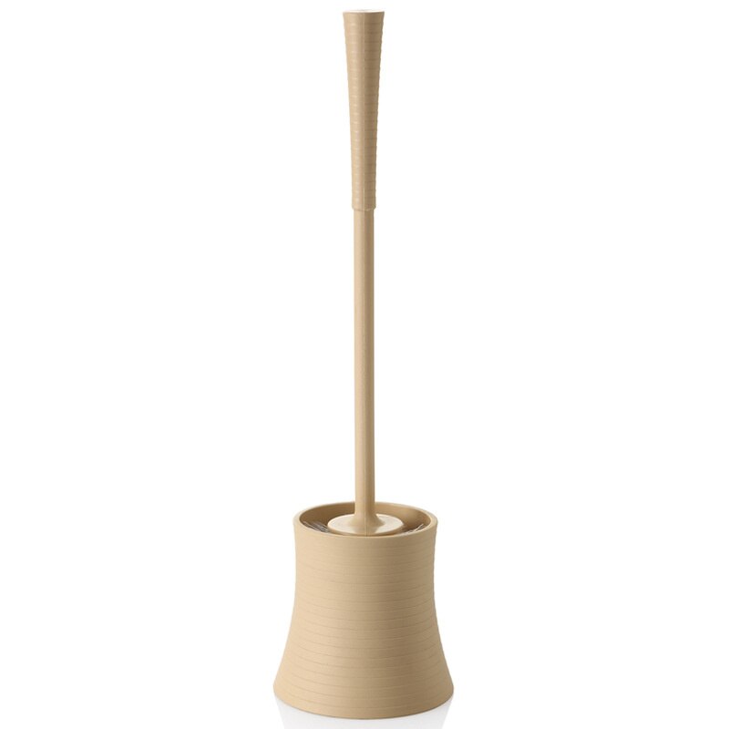 Plastic Toilet Brush Cover Round Head Toilet Cleaning Brush Anti Slip Handle Toilet Cleaning Brush Set: Yellow