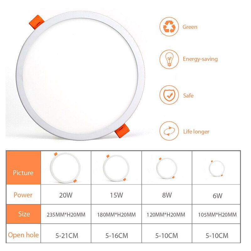 Ultrathin Surface Square LED Panel Light Recessed Kitchen Bathroom Ceiling Lamp Downlight