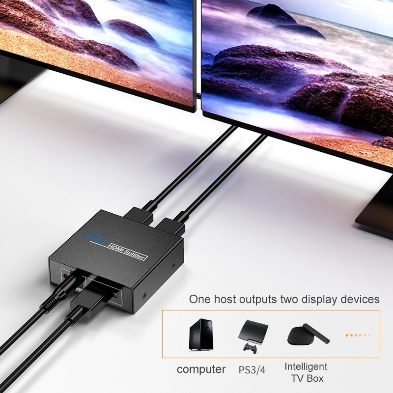 1X2 HDMI Splitter By 1 Port to 2 HDMI Display Duplicate/Mirror USB Powered Splitter (One Input to Two Outputs)