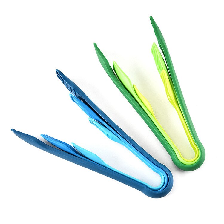 3Pcs/set Kitchen Food Tongs Multiple size Plastic Salad Bacon Steak Clamp Tongs Children Mini Home Food Bread Clip Tools Gadget