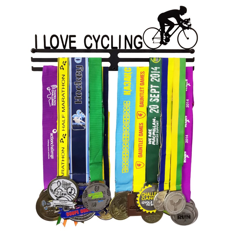 MARATHON Sport Medal Hanger Display – Matte Black Steel, Holds Up To 48 Medals, 43 Cm Wide, Wall-Mounted Award Rack
