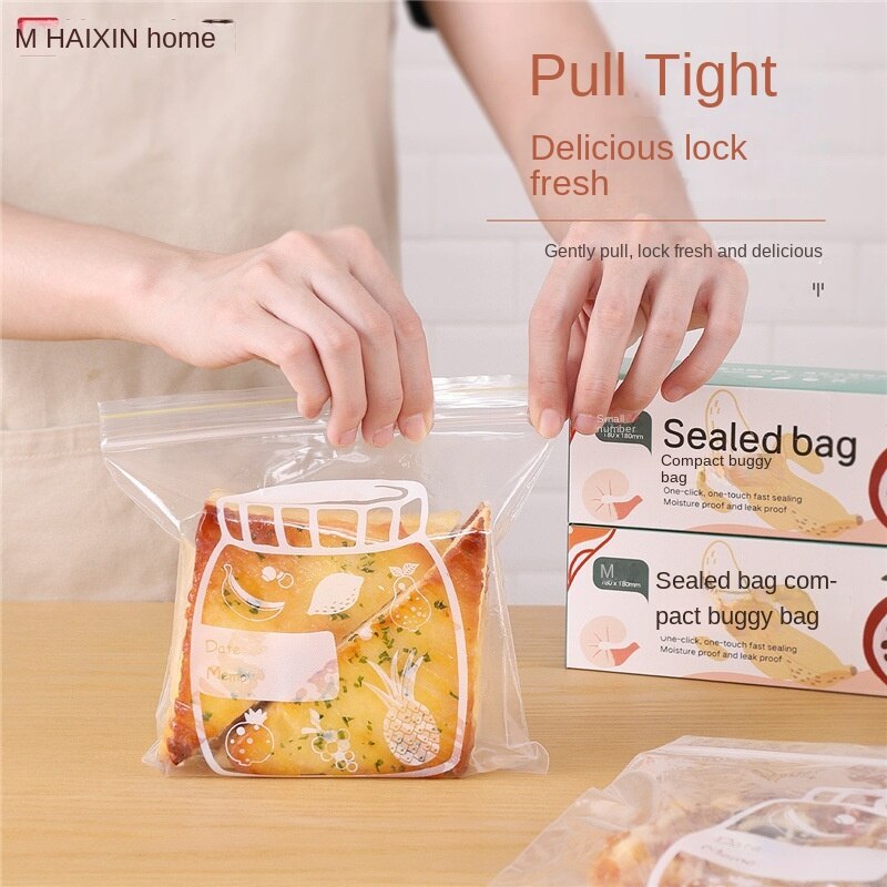 Pull Reusable Ziplock Bag Fruits Vegetables Food Storage Packaging Preservation Eco Friendly with Label Plastic Bags Transparent