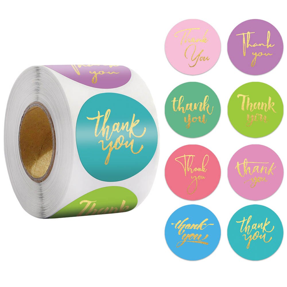 500Pcs 1.5Inch Ronde Dank U Label Stickers Papier Hart Jaar Verpakking Wedding Party Decor Handgemaakte Briefpapier Stickers: 1inch-A