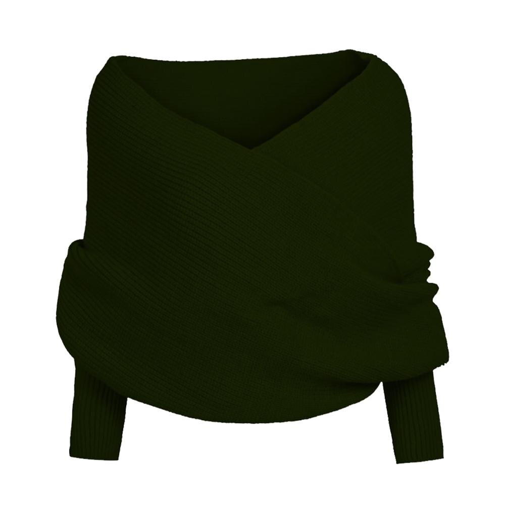 Vrouwen Effen Sjaal Mouwen Crochet Knit Lange Zachte Winter Sjaal Lente Winter Mannen Vrouwen Alle-Match top Laides: Army Green