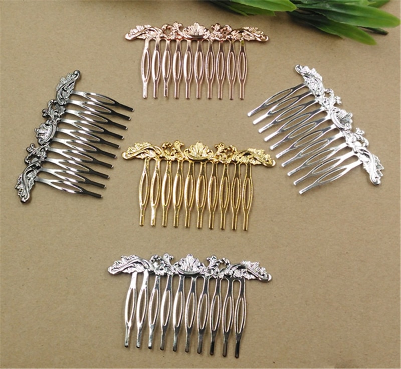 1 pc Antique Bronze dents peigne cheveux bijoux charme femmes fleur épingle à cheveux pinces Barrettes rétro cheveux porter accessoires bricolage