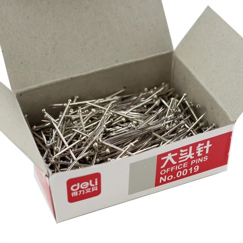 nickel-plated office standard pins metal Antirust 25mm straight pins office binding tools 50g/box