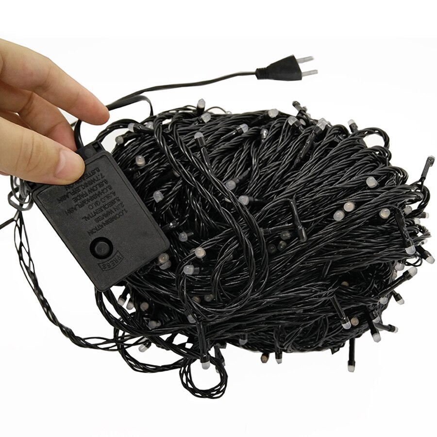 Thrisdr Black Wire Outdoor christmas Lights Led String Fairy Light 100M 50M 8M Christmas fairy light Party Garland light