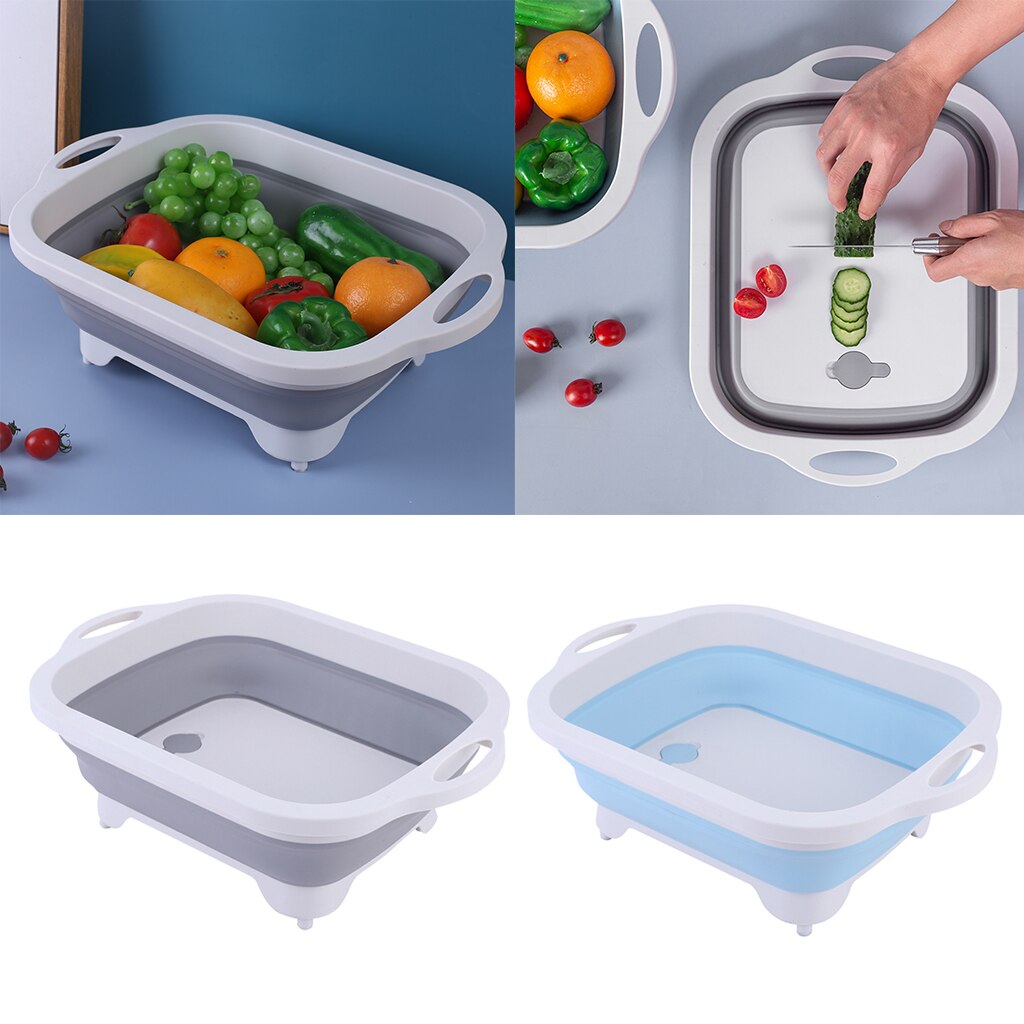 Bassin pliable Portable avec bouchon de vidange pour le lavage des légumes de fruits de cuisine