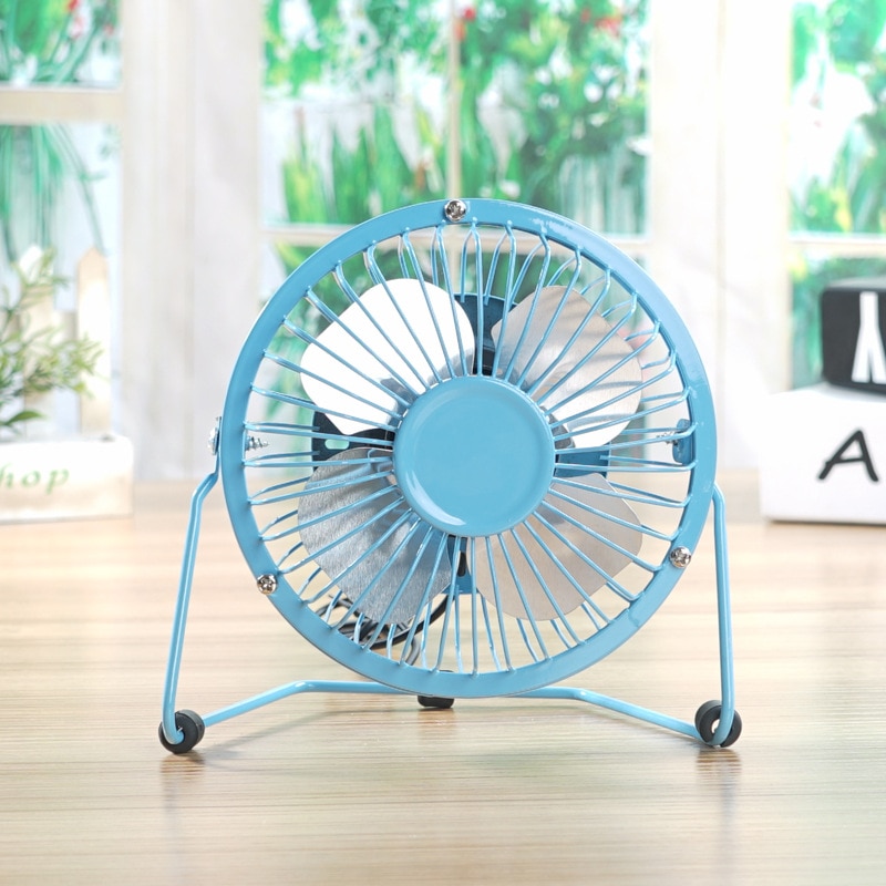 Draagbare mini-ventilator airconditioner luchtkoeler tafel kleine handventilator bureau elektrische hand usb tafel kamerkoeling slaap thuiskantoor: Blauw