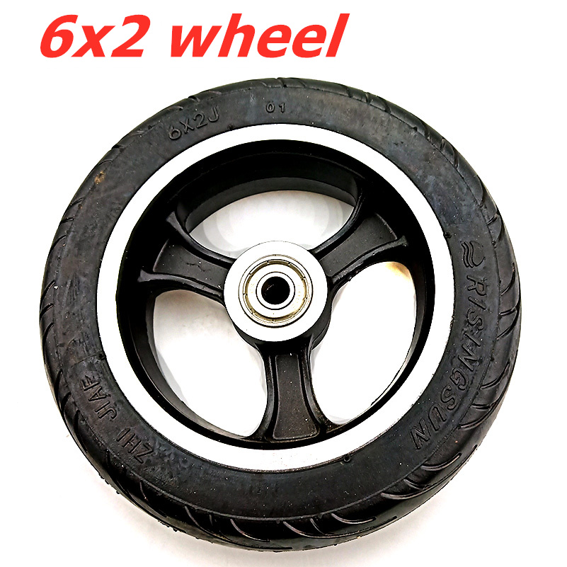 Electric Scooter 6 Inch Wheel 6x2 With Air tyre/Solid Tire Metal Hub 608 /628 Bearings 8/10mm Axle Hole Trolley Cart: Orange