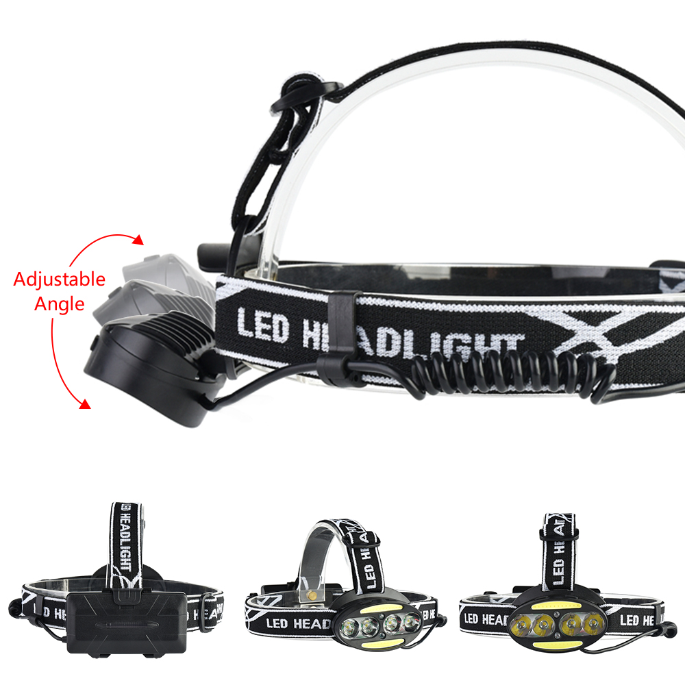 Koplamp 5000 LM LED koplamp 4 * T6 + 2 * COB + 2 * Rood Hoofd Lamp Waterdichte Zaklamp rechargerable Zaklamp Lanterna met batterij z50