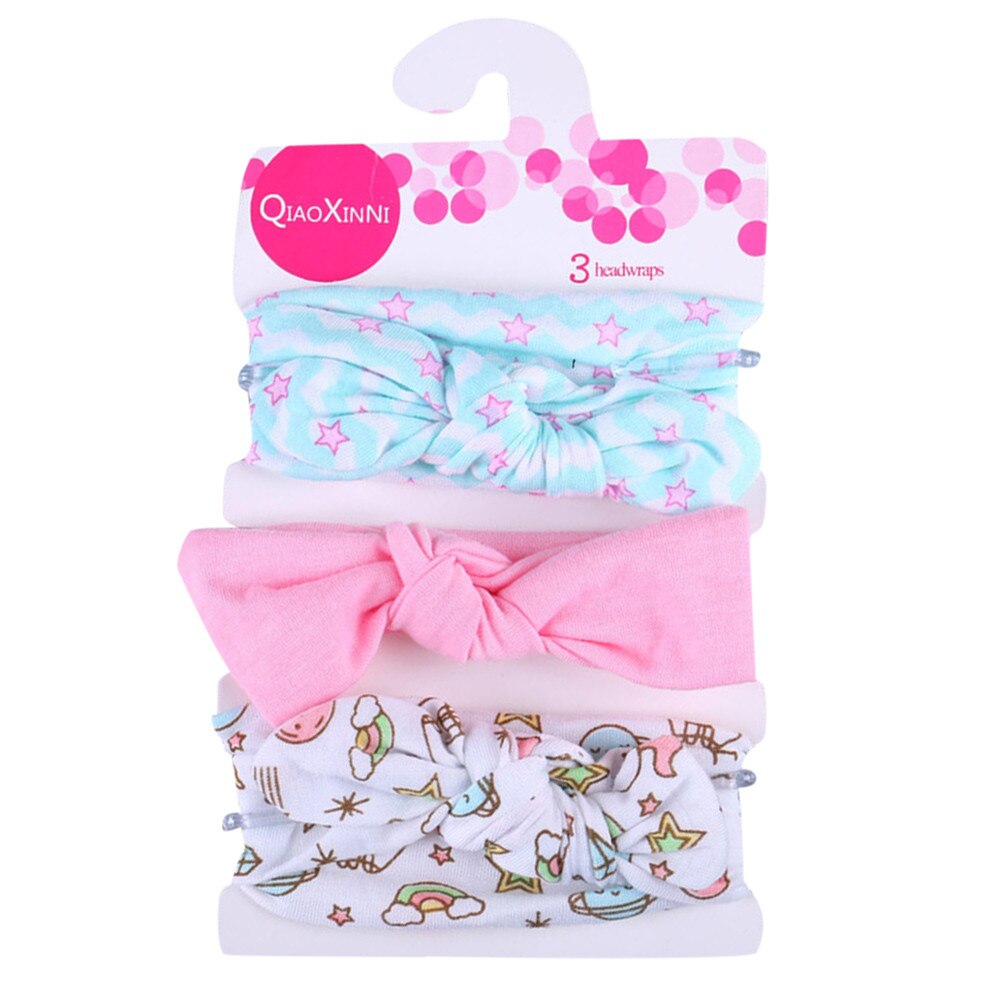 Baby pannband 3 st barn blommigt pannband flickor baby elastisk pilbåge tillbehör hårband set baby hår accessoarer: C