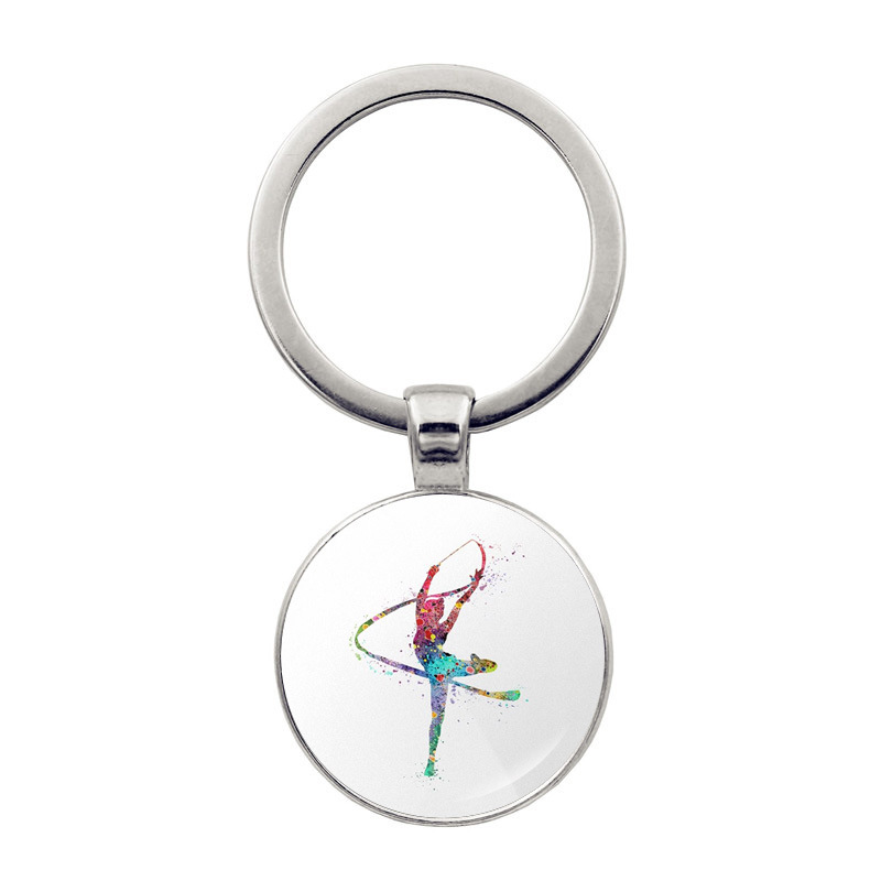 Regalo di gioielli con ciondolo portachiavi per ginnastica ritmica: Argento