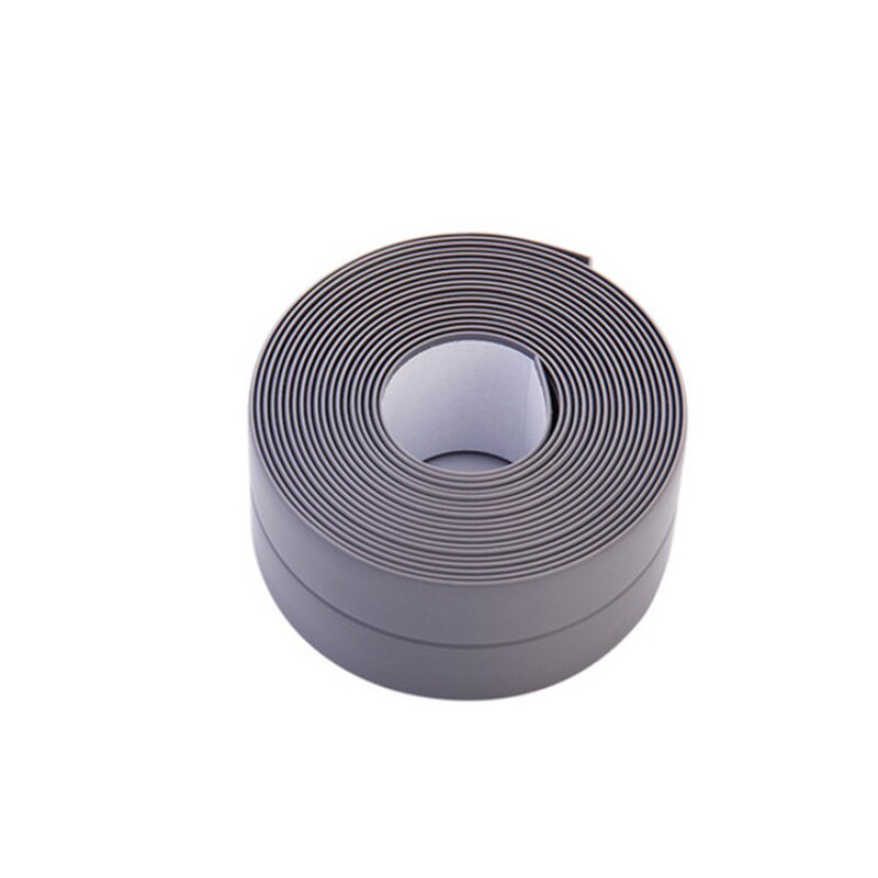 1 ROLL PVC Material Bathroom Kitchen Shower Heat Resistant Water Proof Mould Proof Tape Sink Sealing Strip Self Adhesive Tape: 2.2mm / grey