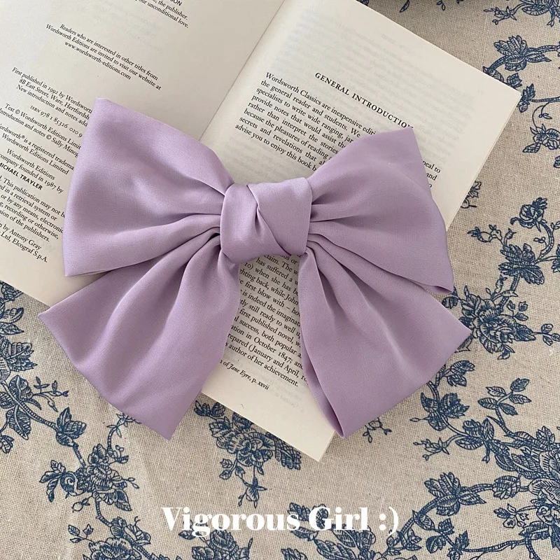 Vintage gros nœuds papillon de cheveux pinces à cheveux mignonnes Satin deux couches papillon arc épingle à cheveux fille cheveux accessoires pour femmes nœud papillon épingles à cheveux: Lavande