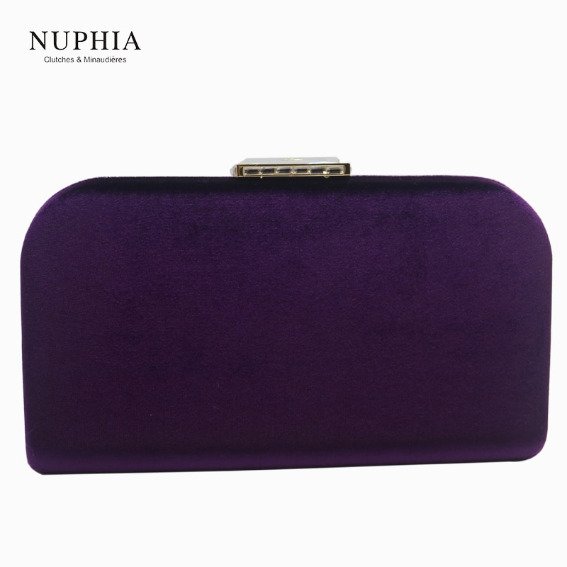 Nuphia velvet hard case box clutch kveldsposer og kveld clutch vesker til festball kvelden grønn/lilla/marineblå/rød