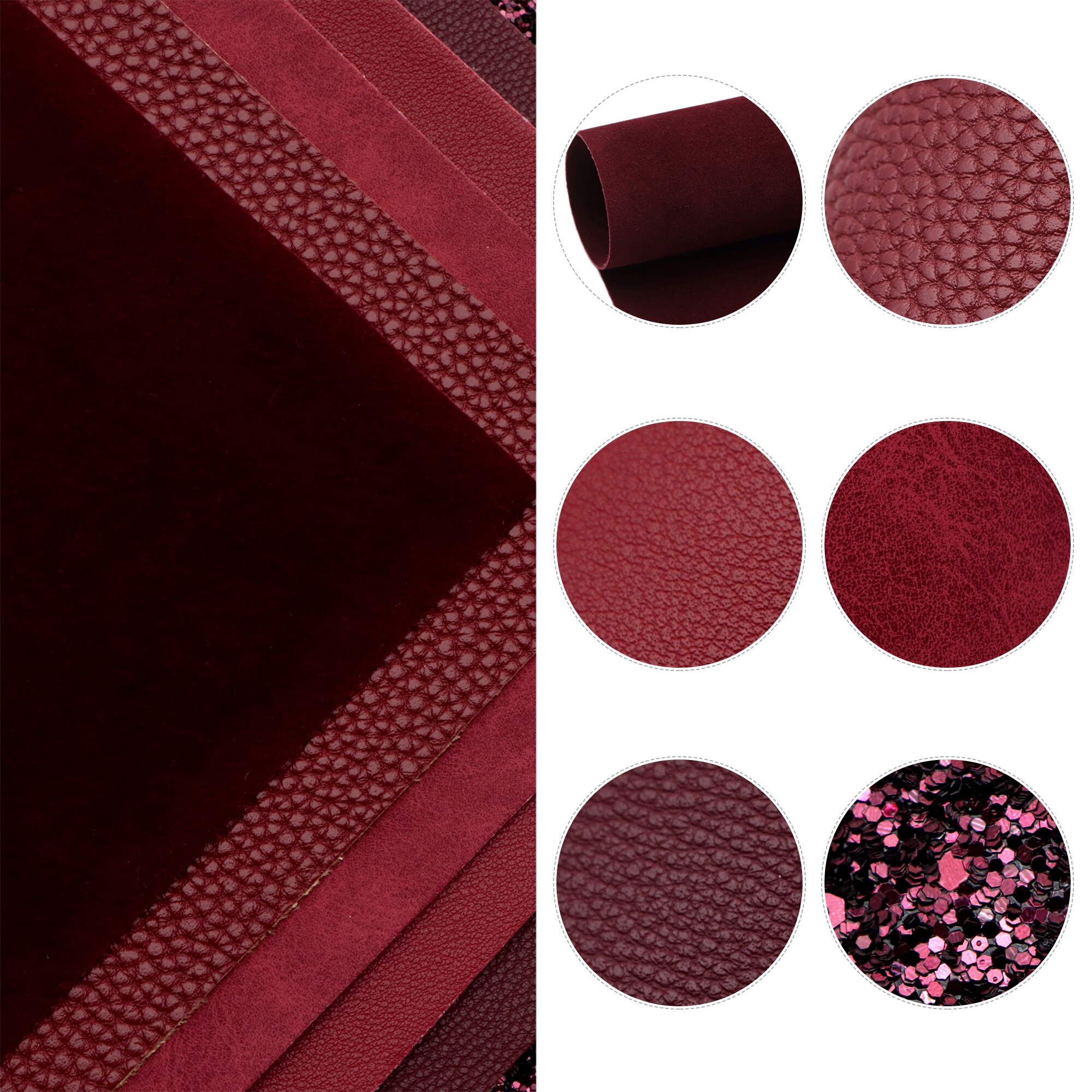 Red Series Assorted Faux Leather Sheets Glitter Velvet Synthetic Leather Vinyl Fabric For Making Earrings Hair Bows A4 ,1Yc15423: 1121641001