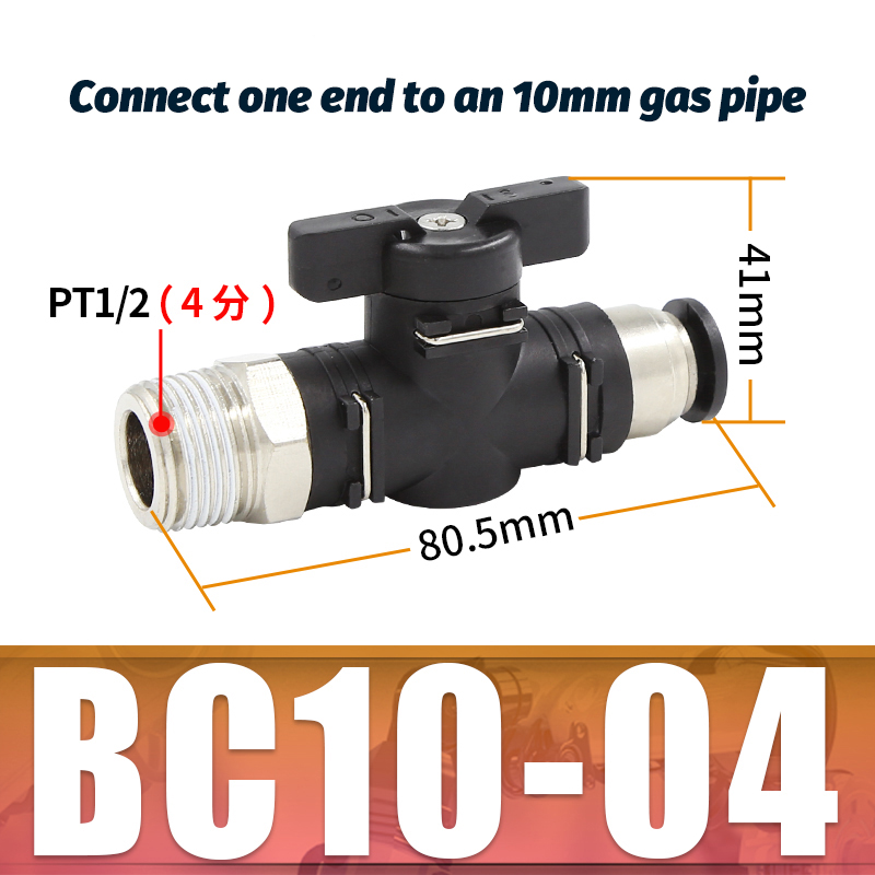 BC pneumatique raccord rapide filetage mâle 1/8 "1/4" 3/8 "1/2 "interrupteur de robinet à tournant sphérique tuyau en polyuréthane vanne manuelle débit vanne rotative manuelle: Rouge Vin