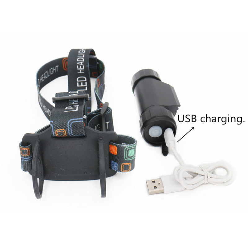 Mini IR Sensor led Headlight Induction Usb Rechargeable Lantern Headlamp 1Mode TorchFlashlight Use 18650 Battery