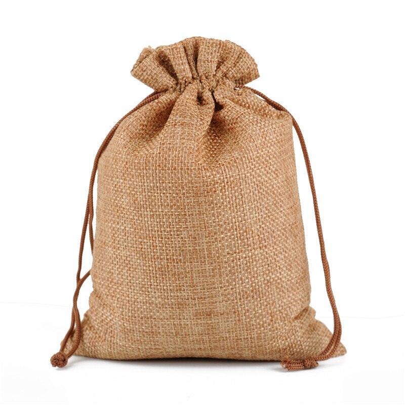 100 pcs/lot 7x9 cm différentes tailles toile de Jute toile de Jute toile de Jute sacs à cordon pochettes pour noël mariage emballage sac: Coffee