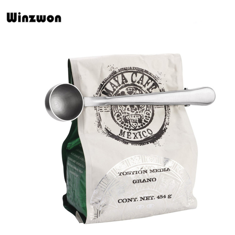 Sked kaffeklämma teskedar kaffeskopa rostfritt stål kaffetillbehör mätkopp kök pryl verktyg tillbehör