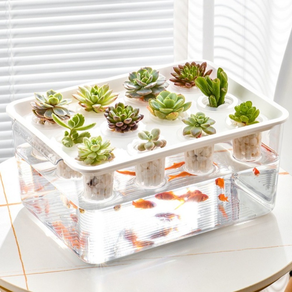 Transparent Hydroponic Grow Fish Tank Self-Cleaning Healthy Environment Planting Container Soilless Cultivation