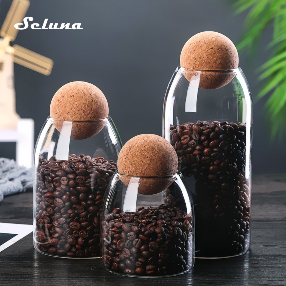 Borosilicate Lead-Free Glass Jars and Lids Sealed Can Grains Storage Tank Clear Coffee Beans Candy Jar Ball Cork Glass Container