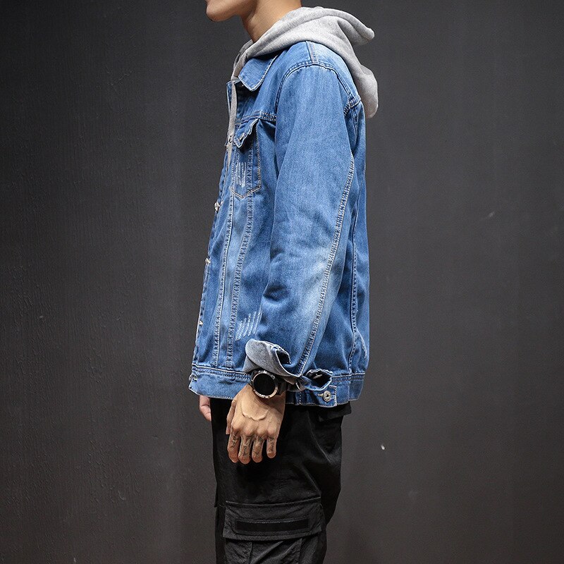 BOCO veste en denim grande taille, veste en denim originale, décontractée et ample, griffe de chat élégante, en denim bleu, automne