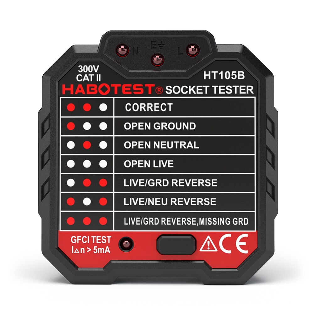 HABOTEST-probador de enchufe eléctrico HT105B avanzado RCD, detector de línea de circuito e interruptor de enchufe de pared para buscador, prueba de fugas eléctricas