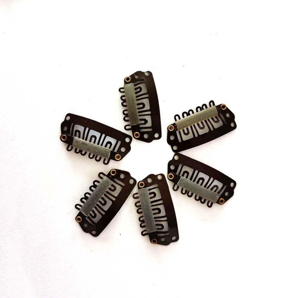 20pcs 2.8cm 6 teeth U Shape Snap Clips for Hair Extensions Wig Berets Caps Fix Clip-on Clips with Rubber BB Clips For Toupee DIY
