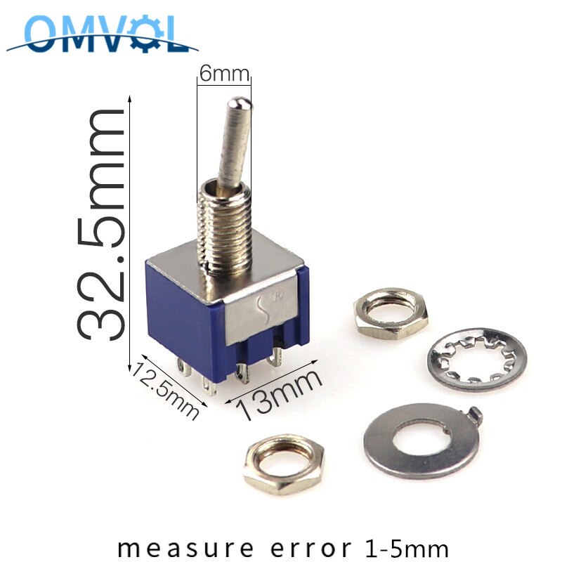 MTS-202 ON-ON 6 pines interruptor de palanca en miniatura 6mm Tamaño de montaje MTS-203 ON-OFF-ON