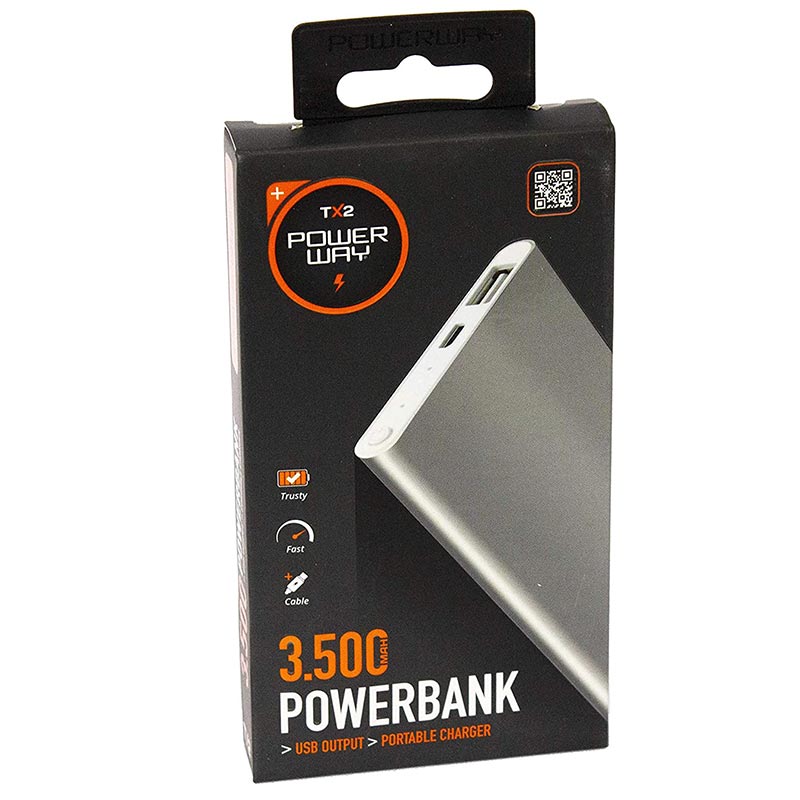 POWERWAY TX-2 POWERBANK sottile della cassa del metallo 3500 MAH