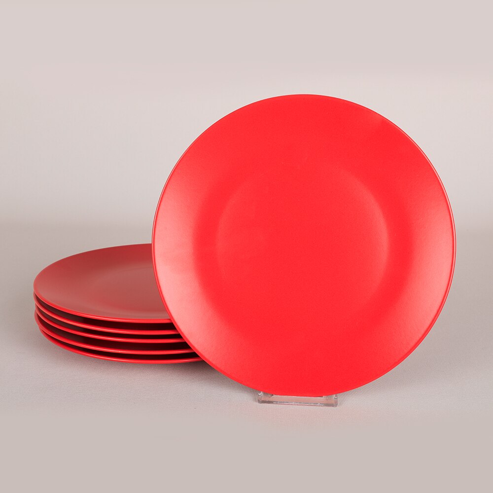 Keramika Ceramic --Set Ege Services Plate 25 cm 6 Prc - Matt Red platter, plate, catering, kitchen,dinner, , home,