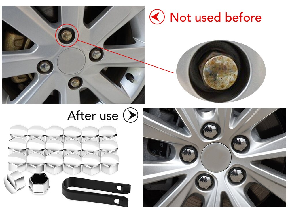 20Pcs 17/19Mm Auto Wiel Moer Caps Bescherming Covers Caps Voor Volvo XC90 S60 S40 S80 V70 XC60 V40 V50 850 C30 V60 S70 940 XC70