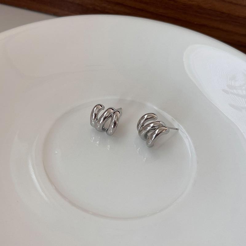 Pendientes de tuerca con contraste de Metal ovalado geométrico francés, pendiente con personalidad, un estilo, dos prendas para mujeres y niñas, joyería para fiestas y vacaciones: COLOR ORO ROSADO