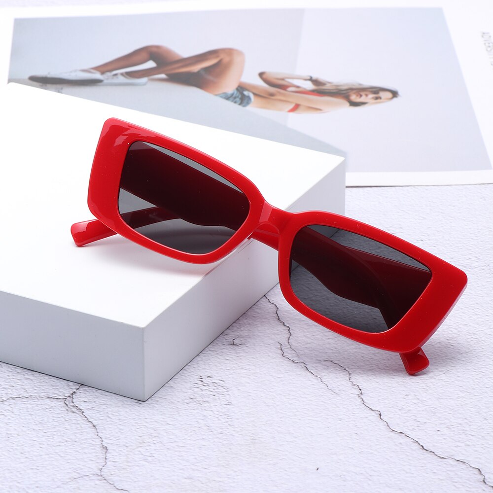 Gafas de sol rectangulares de Color caramelo para mujer, lentes de conducción Retro, Vintage, a la , marco cuadrado estrecho, protección UV400