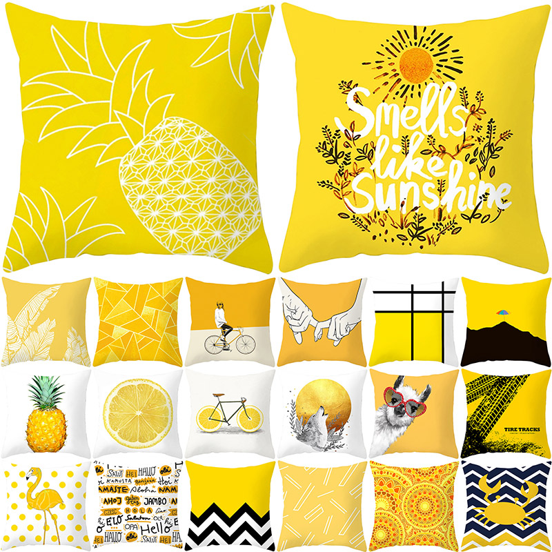Ananas Blatt Gelb Dekorative Kissenbezug Ananas Gelb Wurf Kissen Fall Polyester Druck Kissen Abdeckung kussensloop